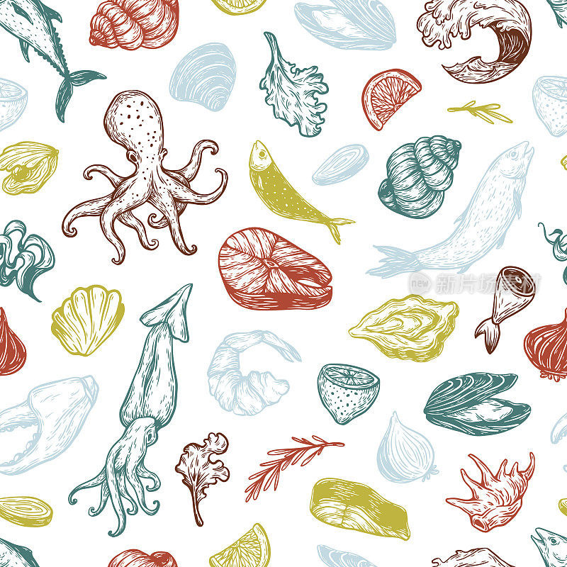 Seafood, Pattern.